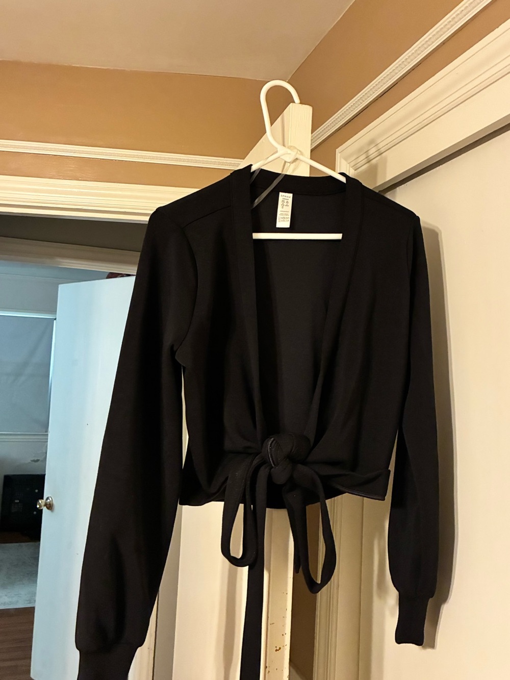SPANX Black Tie-Front Long Sleeve Top